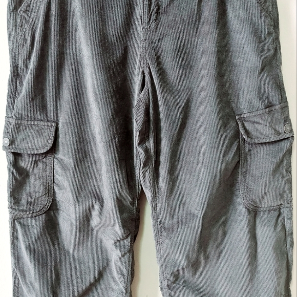 American Eagle Women Cargo Corduroy Pant Size 12 Gray High Rise Straight Leg - Picture 4 of 11